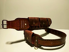 Deri Fişek Kemeri KIRMIZI Renk - ÇIT ÇIT KAPAKLI