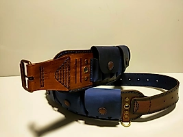 Deri Fişek Kemeri Mavi Renk - MIKNATIS KAPAKLI